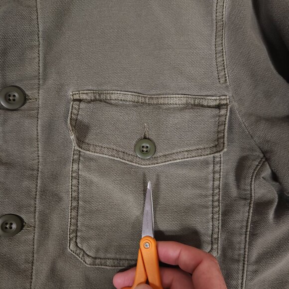 Faherty Shirt Jacket Mens XS Utility Long Sleeve Button Up Pockets Army Green - Picture 9 of 14